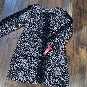 Light Pink & Black Leopard and Lace Shift Dress